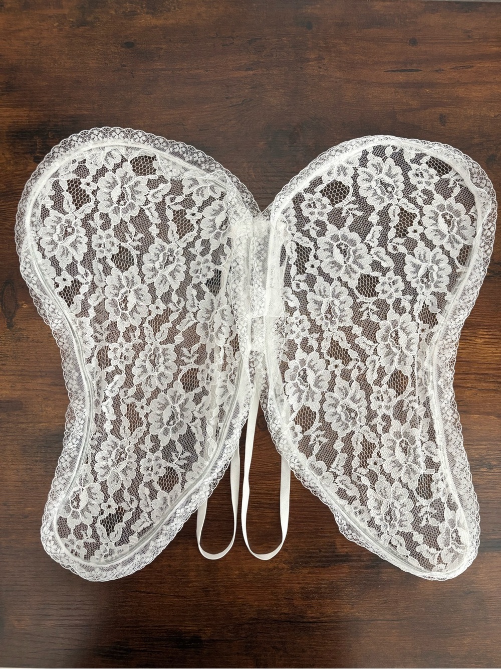 Victoria’s Secret White Lace Angel Wings Floral Sheer Costume Lingerie One Size